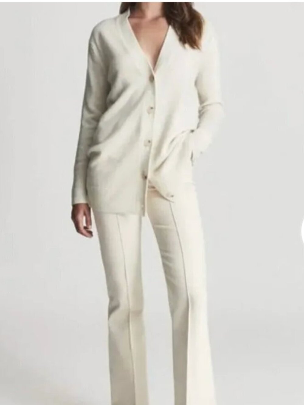 NWT Reiss Ivory Cashmere Wool Blend Kelis Cardigan Sweater XS Quiet Luxury